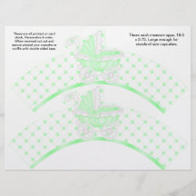 2 Green Carriage Baby Personalise Cupcake Wrappers Flyers