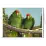 2 green parrots greeting card
