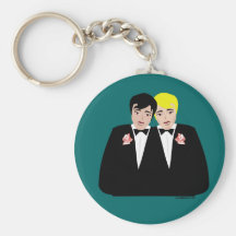 2 Grooms (Blonde and Black Hair) Key Chain