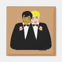 2 Grooms (Ethnic and Blonde) Magnets