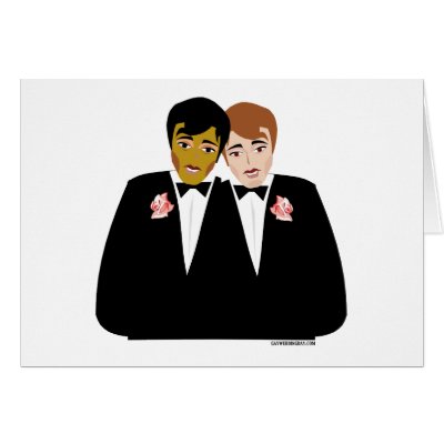 2 Grooms (Ethnic and Brown-Haired) Greeting Card by gayweddingday
