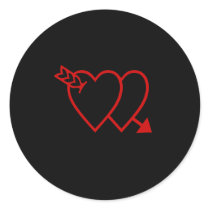 2 Hearts. 1 Arrow. No Name. Round Sticker