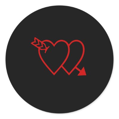 2 Hearts. 1 Arrow. No Name. Round Sticker by eyesparkle
