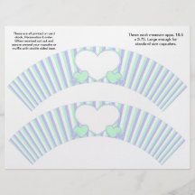 2 Hearts and Stripes Personalised Cupcake Wrappers Custom Flyer