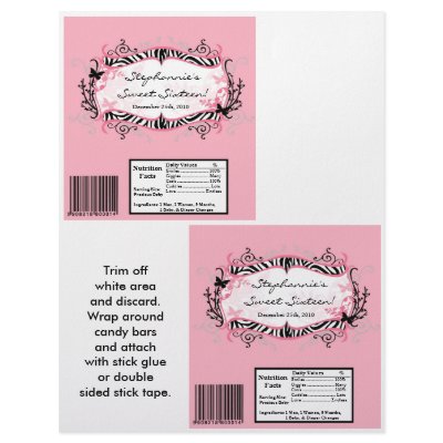 2 Hershey's Large Bar Wrapper Butterfly Zebra Prin by AnnLeeDesigns