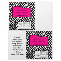 2 Hershey's Large Bar Wrapper Hot Pink Zebra Print