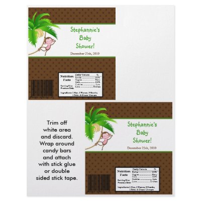 2 Hershey's Large Bar Wrapper Monkey Swing Jungle by AnnLeeDesigns