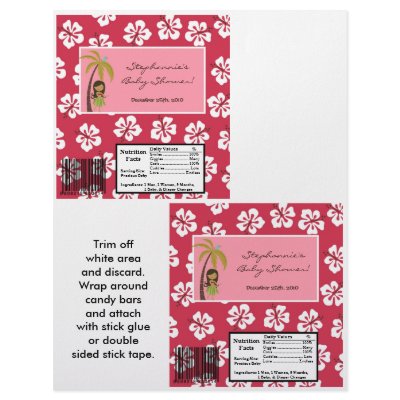 2 Hershey's Large Bar Wrapper Pink Hawaiian Luau by AnnLeeDesigns