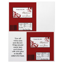 2 Hershey's Large Bar Wrapper Red Floral Filigree