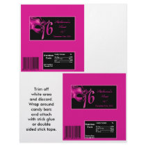 2 Hershey's Large Bar Wrapper Sweet 16 Hot Pink