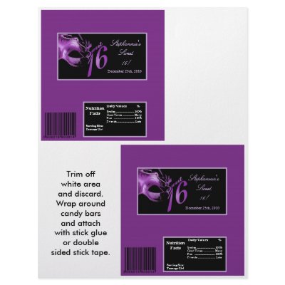 2 Hershey's Large Bar Wrapper Sweet 16 Purple by AnnLeeDesigns