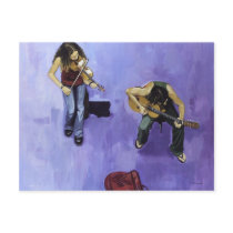 2 jovenes músicos post cards