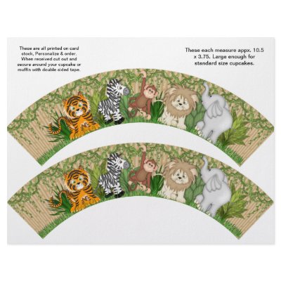2 Jungle Monkey Personalised Cupcake Wrappers by partypizazz
