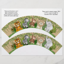 2 Jungle Monkey Personalised Cupcake Wrappers Personalized Flyer