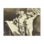 2 kids standing by antique car post card