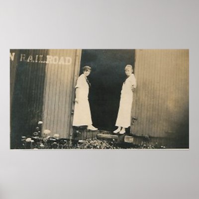 2 ladies on train large poster by amazingvintage