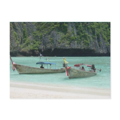 2 Longtail boats - Phi Phi Islands, Thailand Post Cards by CliffBreslow