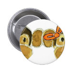 2 monkey heads orange bows pinback button