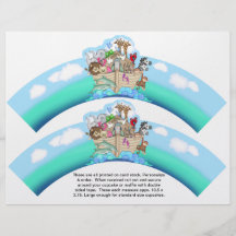 2 Noahs Ark Baby Personalised Cupcake Wrappers Full Colour Flyer