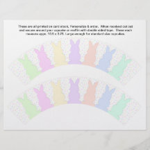 2 Pastel Bunnies Baby Personalise Cupcake Wrappers Personalized Flyer