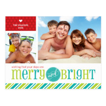 2 PHOTO CHRISTMAS POSTCARD :: merry & bright 4