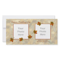 2-Photo Thanksgiving - Drifting Fall Leaves Photo Card Template