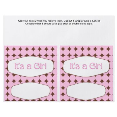 2 Pink Baby Shower Favour Custom Candy Bar Wrapper by partypizazz