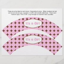 2 Pink GIRL Baby Personalised Cupcake Wrappers Personalized Flyer