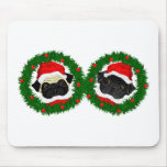 2 Pug Santas Mousepad