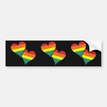 2 Rainbow Hearts Bumper Sticker