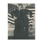 2 sailors front of flag postcard