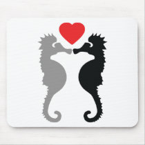 2 seahorses in love icon mouse pads