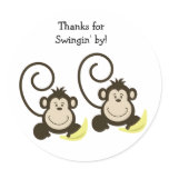 2 Silly Monkeys Birthday or Baby Shower Favour stickers