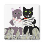 2 Smart Cats Reading Newspaper square magnet