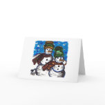 2 snowmen having fun greeting card