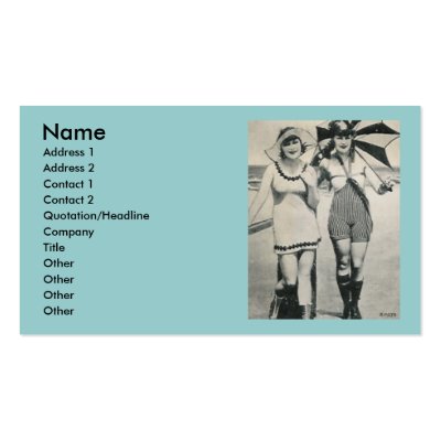 2 women parasols kinky suits business card by amazingvintage