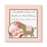 2"x2" Announcement Magnet Abby's Farm Pink Girly