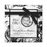 2"x2" Black White Toile Fabric Announcement Magnet
