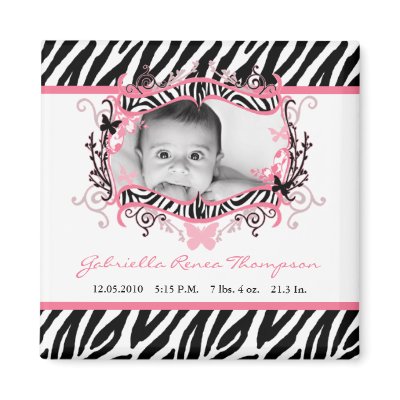 2"x2" Butterfly Zebra Print Announcement Magnet by AnnLeeDesigns