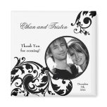 2"x2" Favor Magnet Black White Floral Filigree