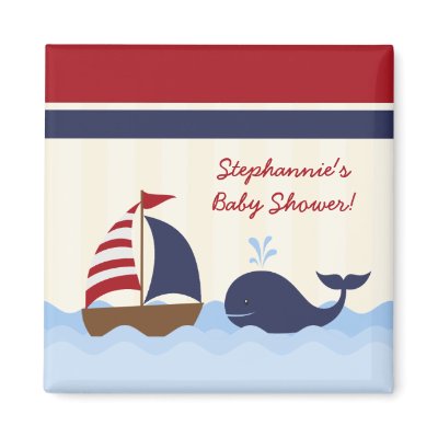 2"x2" Square Ahoy Nautical Whale Magnet Favour by AnnLeeDesigns