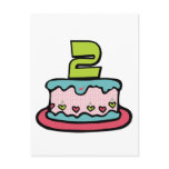 2 Year Old Birthday Cake Postcard