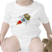 2 year old boy in a rocket rompers