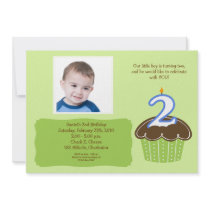 2 year old CUPCAKE PHOTO BIRTHDAY INVITE