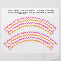2 Zig zag Generic Personalise Cupcake Wrappers Full Color Flyer