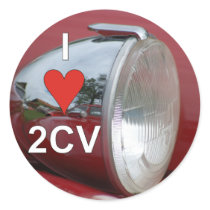 2CV Ente Scheinwerfer I love Runder Sticker