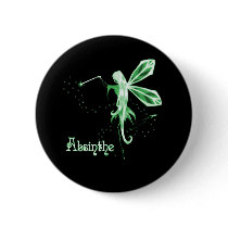2D Absinthe Green Fairy Sketch Pinback Button