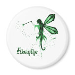 2D Absinthe Green Fairy Sketch magnets