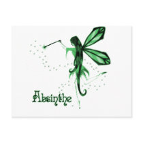 2D Absinthe Green Fairy Sketch Post Cards