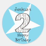 2nd Birthday Blue Baseball Star Stickers